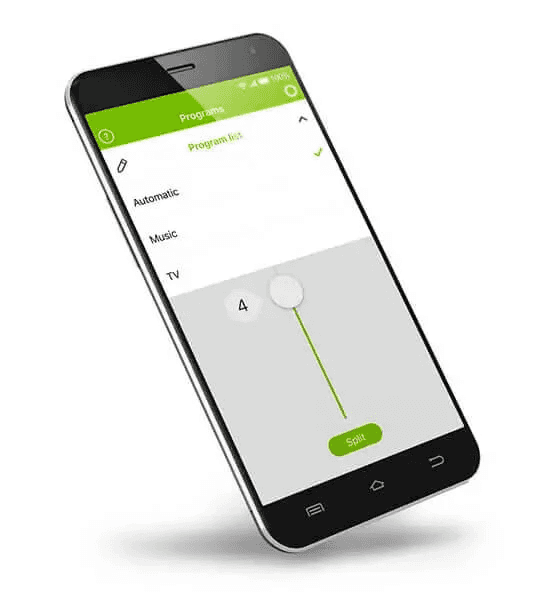 Celular com o Phonak RemoteControl App aberto